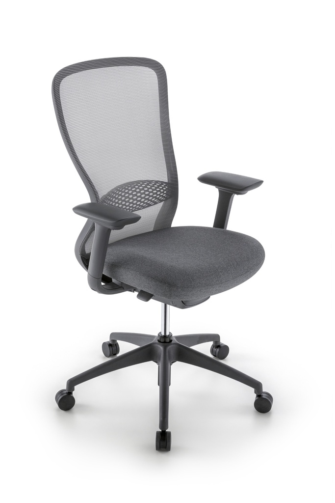 Silla Director Modelo Moon, Brazos 4D, soporte lumbar ajustable, syncrom activado por peso, columna ajustable, patas de nylon grafito