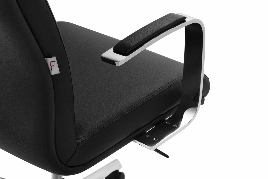 Silla Boss Presidente Patas de Aluminio, Asiento y Respaldo en Simil Cuero, Brazos Fijos. 