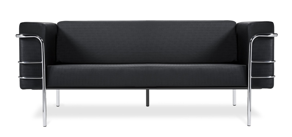 Sofa Modelo Square 3 Cuerpos Cuero Negro 