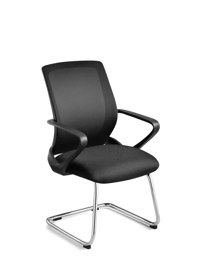 Silla de interlocutor fija Vibe en color negro pata cromada