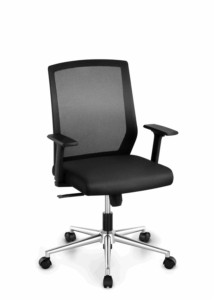 Silla Operativa Modelo Gift Mecanismo Multiposicion, Patas cromadas, brazos regulables 