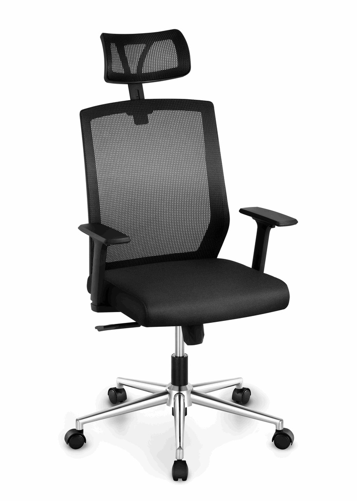 Silla Gerente Modelo Gift Mecanismo Multiposicion, Patas cromadas, brazos regulables 