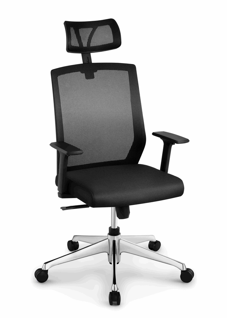 Silla Gerente Modelo Gift Mecanismo Multiposicion, Patas de aluminio, brazos regulables 