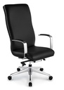 Silla Boss Presidente Patas de Aluminio, Asiento y Respaldo en Simil Cuero, Brazos Fijos. 