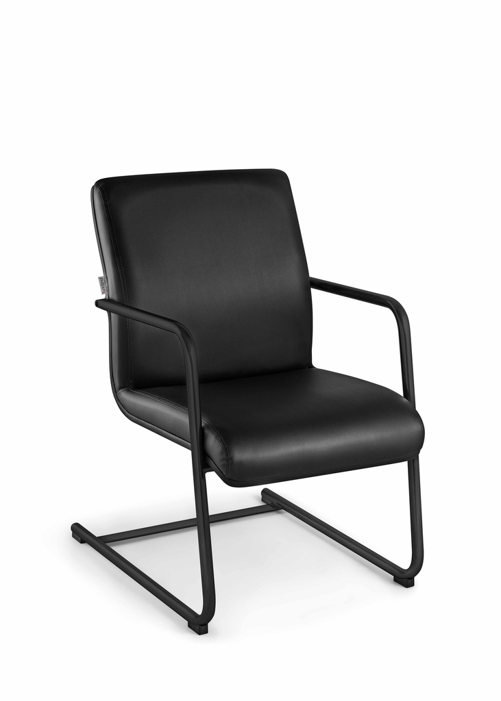 Silla Boss Interlocutor, Asiento y Respaldo en Simil Cuero, Brazos Fijos.