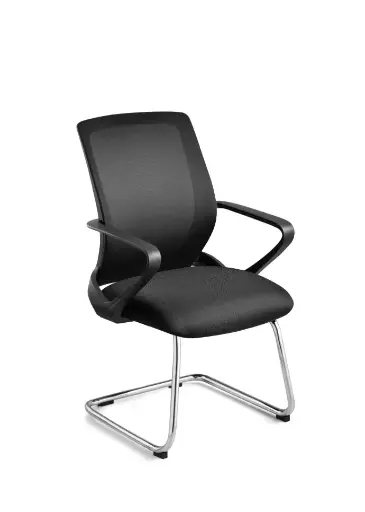 Silla de interlocutor fija Vibe en color negro pata cromada