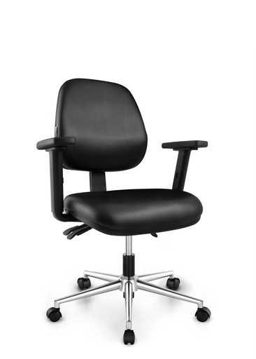 Silla Operativa Staff Modelo Sigma, Patas Cromadas, brazos regulables