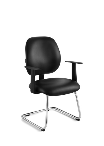Silla Interlocutor Modelo Labore, patas cromadas, brazos fijos 