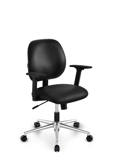 Silla Operativa Staff Modelo Labore, patas cromadas, brazos fijos 