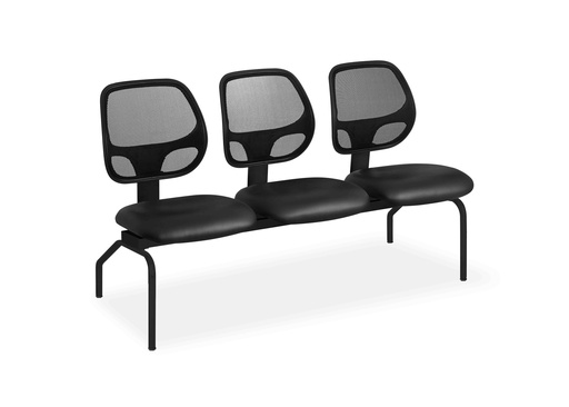 Tandem Modelo Labore de 3 lugares, respaldo en red, patas de nylon