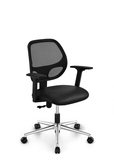 Silla Operativa Modelo Labore Patas Cromadas, Brazos Regulables 